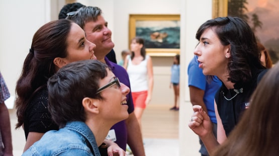 A group of people on tour.